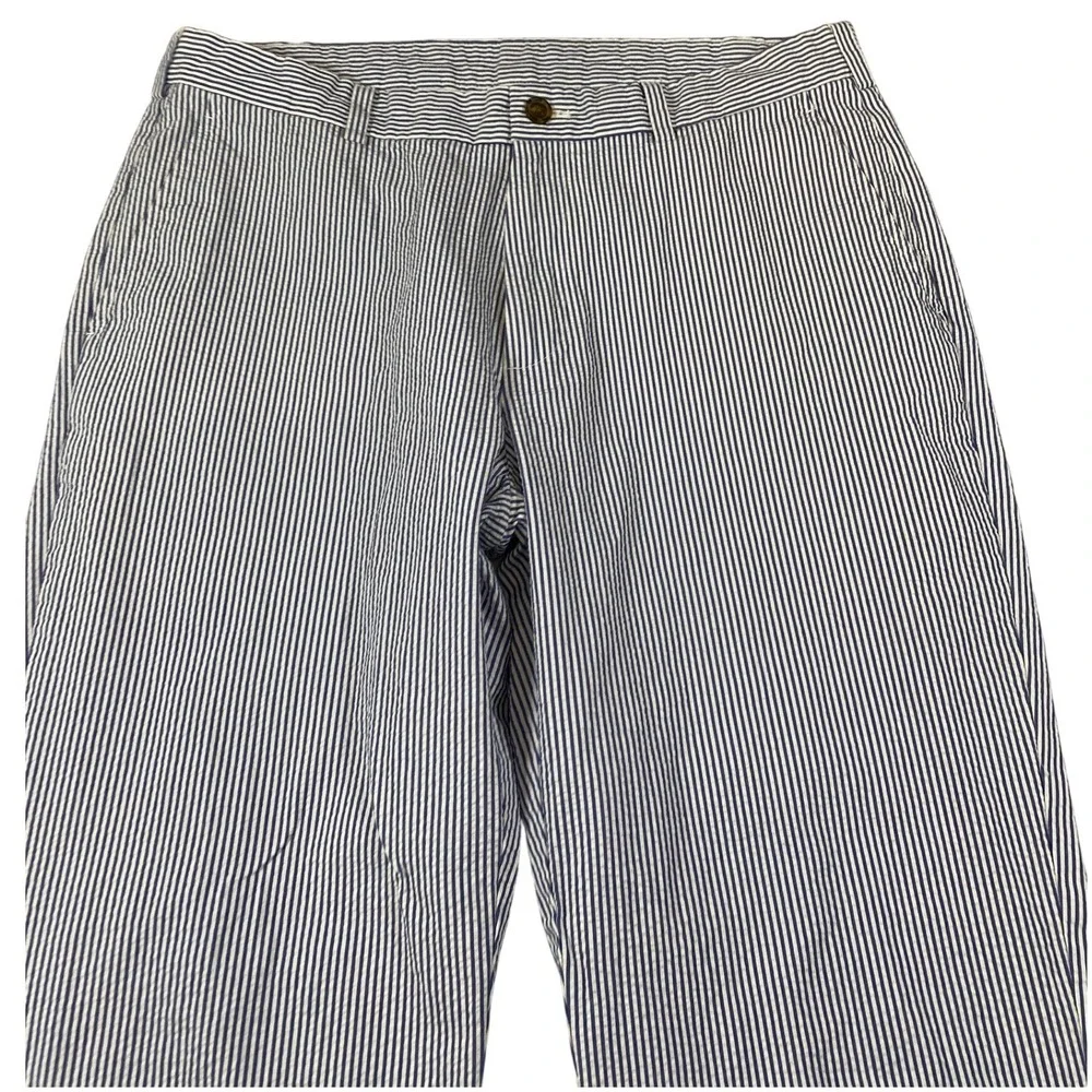 Brooks Brothers Clark Seersucker Pants‎ Mens 36x30 Blue White Striped Cotton